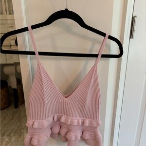 BCBG Pink Ruffled Knit Cami Top
